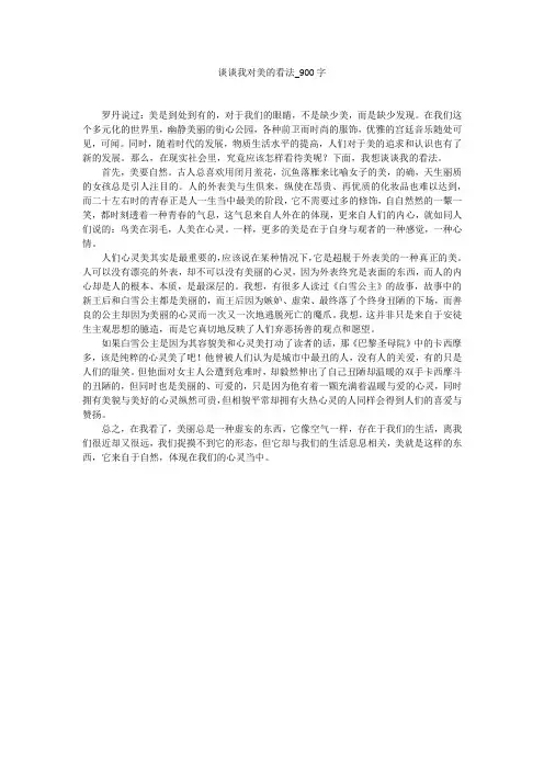 谈谈我对美的看法(900字作文)