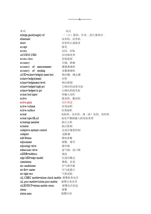 仪表DCS用词汇
