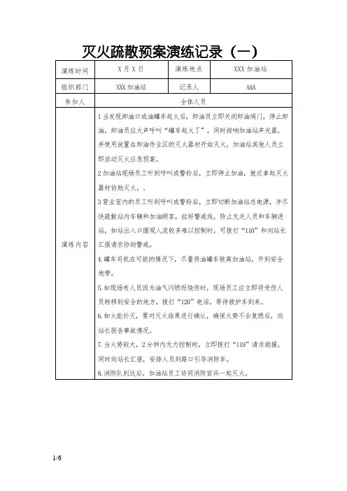 加油站消防灭火疏散预案演练记录汇编