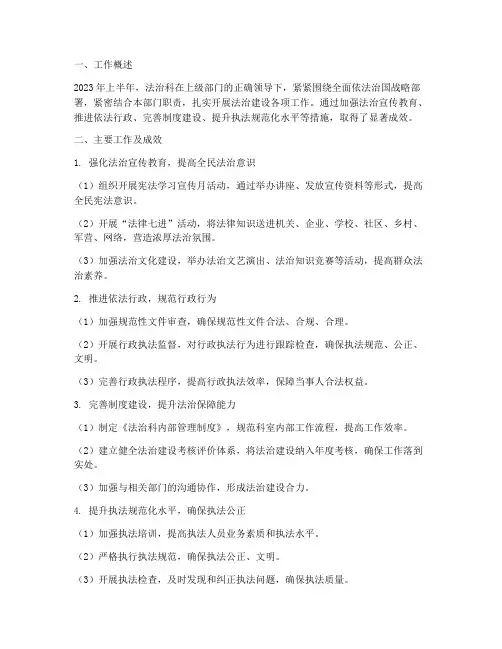 法治科上半年工作总结