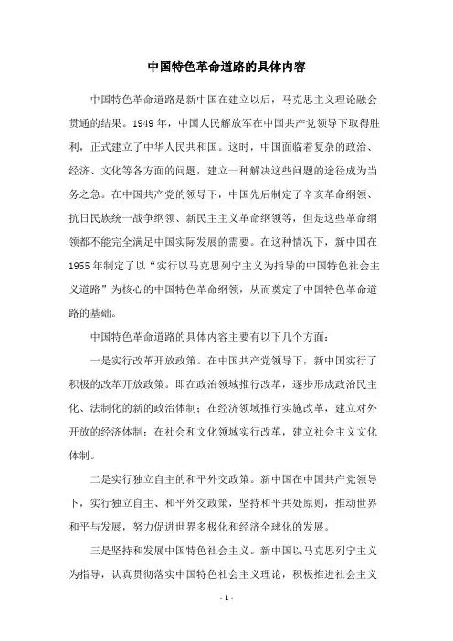 中国特色革命道路的具体内容