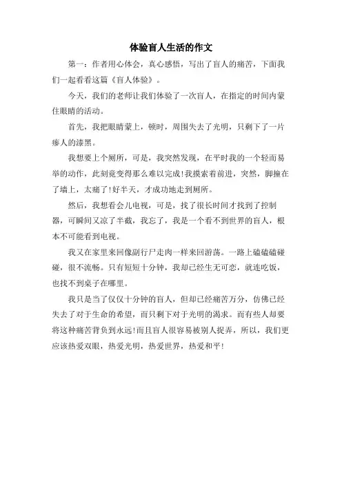 体验盲人生活的作文