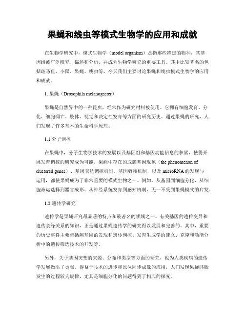 果蝇和线虫等模式生物学的应用和成就