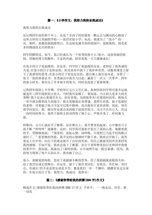 我拼搏我快乐作文