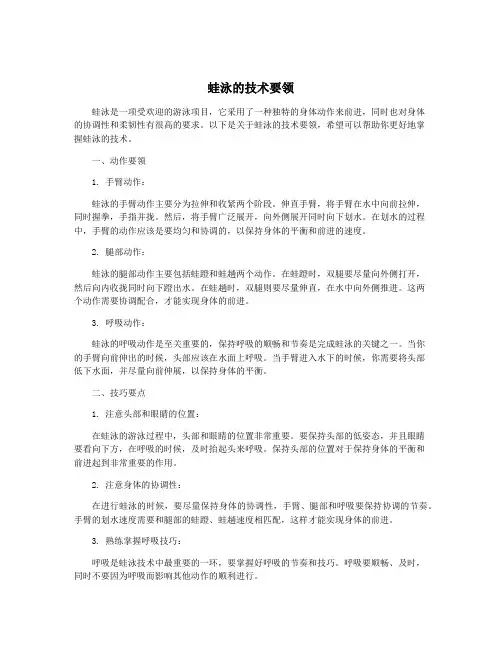 蛙泳的技术要领