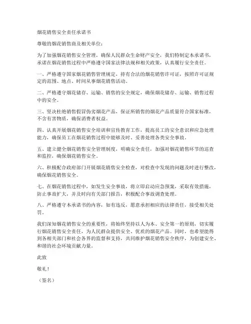 烟花销售安全责任承诺书