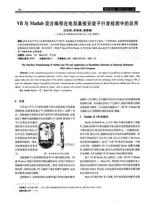 VB与Matlab混合编程在电阻基板安装平行度检测中的应用