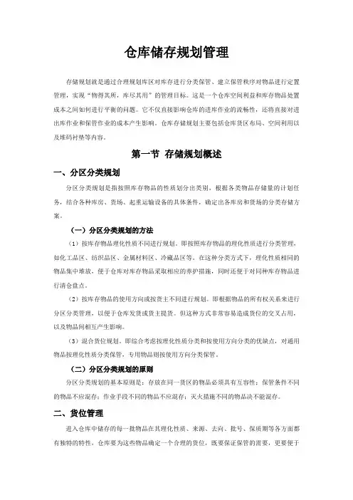 仓库储存规划仓库分区布局物品堆码与货位管理