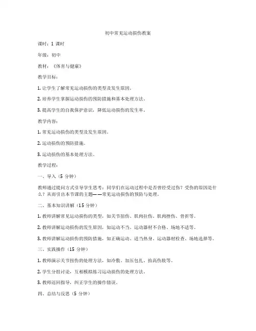 初中常见运动损伤教案
