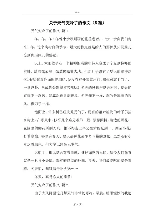 关于天气变冷了的作文(5篇)