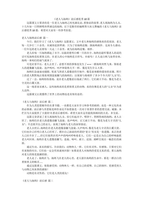 《老人与海鸥》读后感优秀10篇