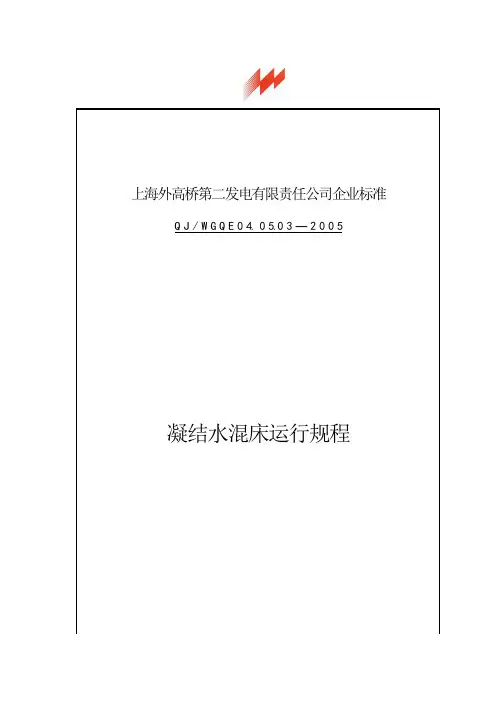 101凝结水精处理规程