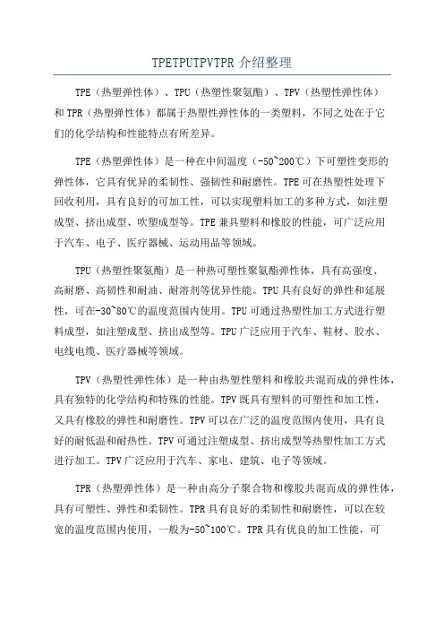 TPETPUTPVTPR介绍整理