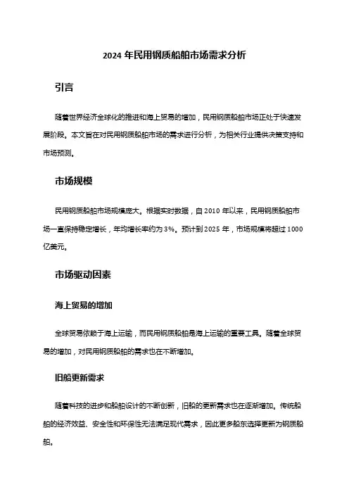 2024年民用钢质船舶市场需求分析