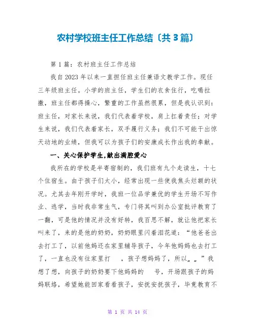 农村学校班主任工作总结(共3篇)
