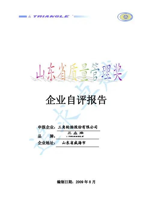 省长质量奖自评报告