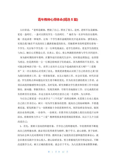 青年教师心得体会(精选5篇)