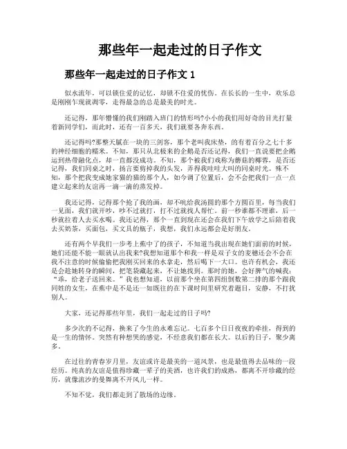 那些年一起走过的日子作文