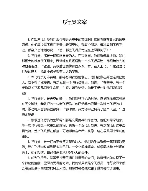 飞行员文案