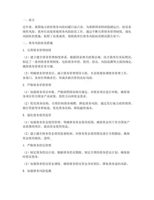 债务风险防范情况报告