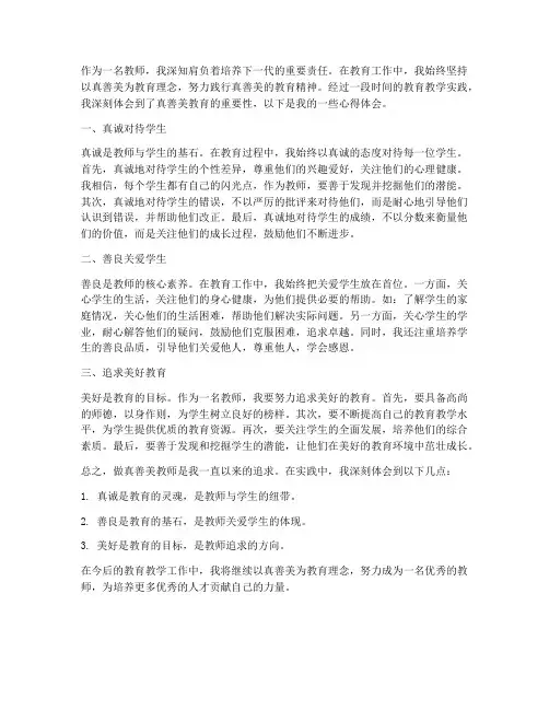 做真善美教师心得体会
