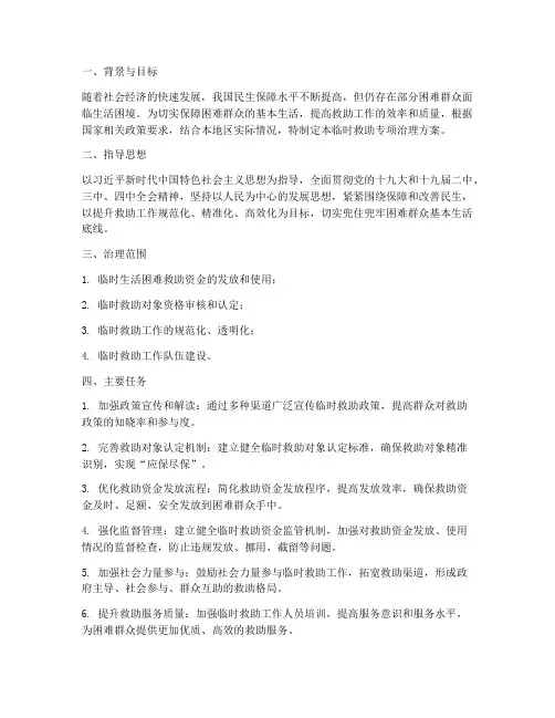临时救助专项治理方案