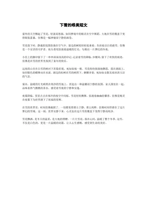 下雪的唯美短文