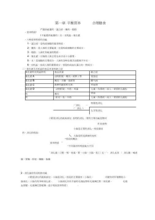 人教版七年级下生物知识点总结
