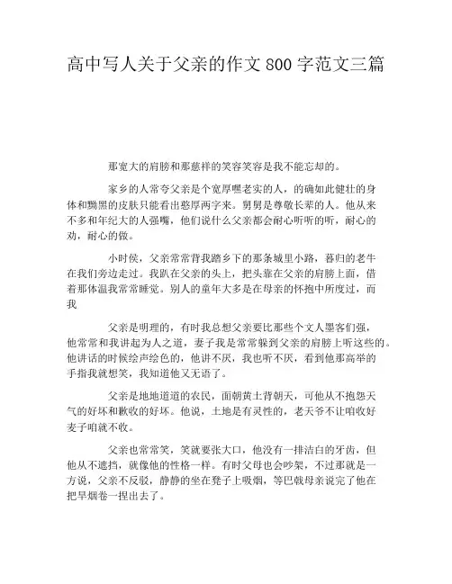 高中写人关于父亲的作文800字范文三篇