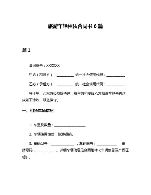旅游车辆租赁合同书6篇