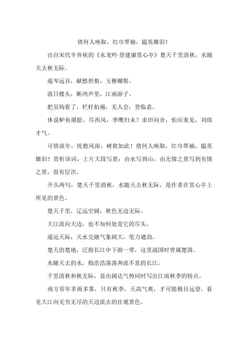 倩何人唤取红巾翠袖揾英雄泪!-作文