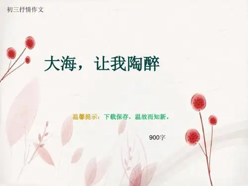 初三抒情作文《大海,让我陶醉》900字(总9页PPT)