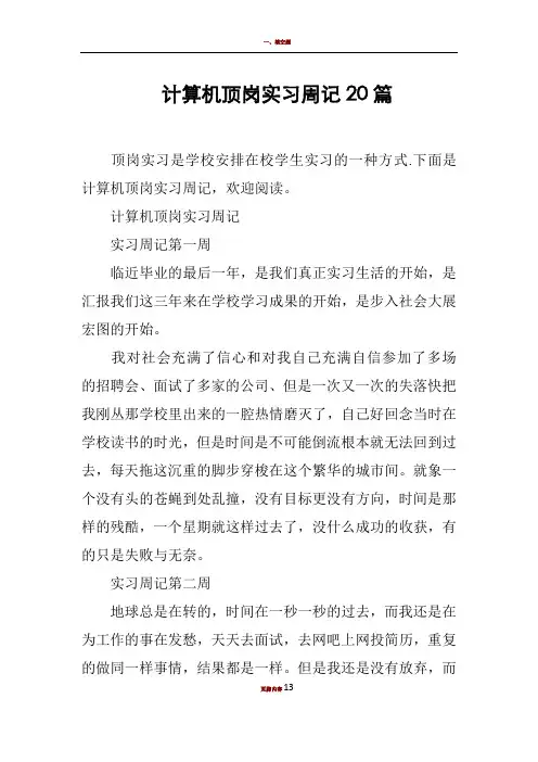 计算机顶岗实习周记20篇