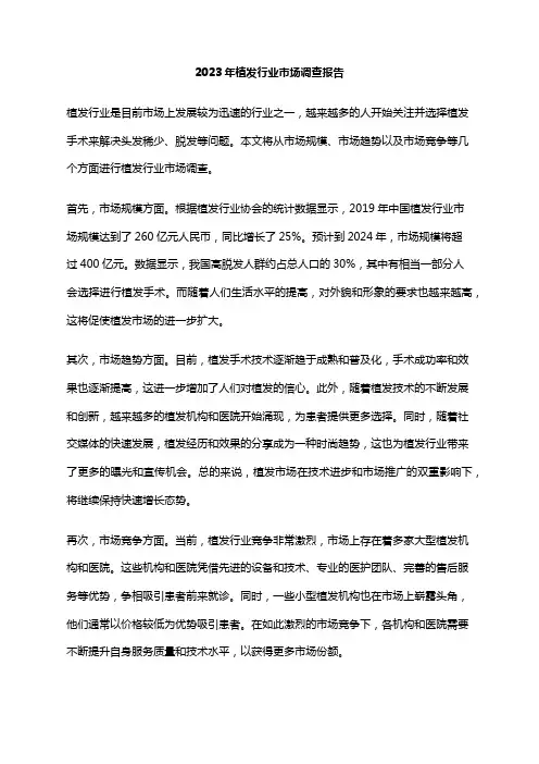 2023年植发行业市场调查报告