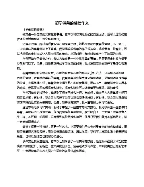 初学做菜的感悟作文