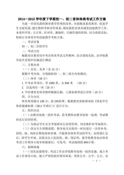 音体美测试方案