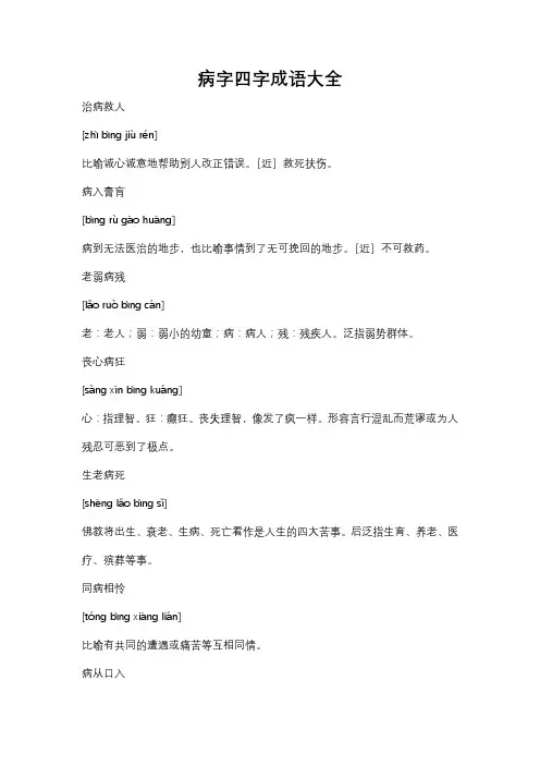 病字四字成语大全