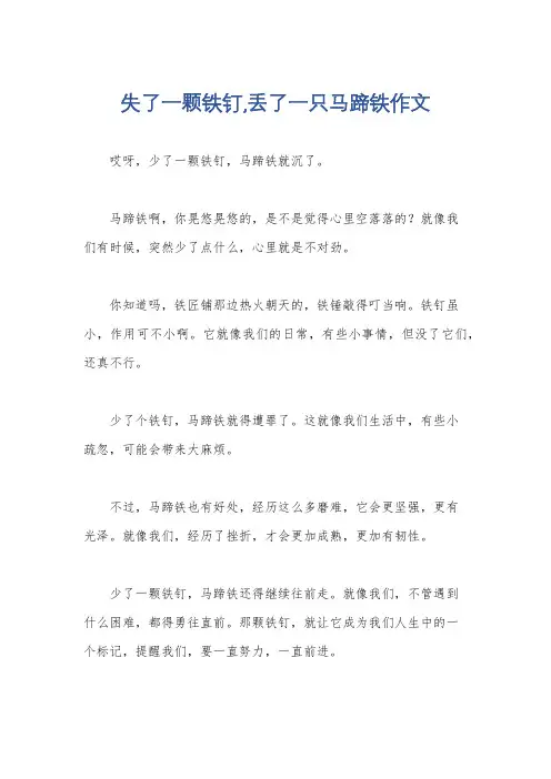 失了一颗铁钉,丢了一只马蹄铁作文