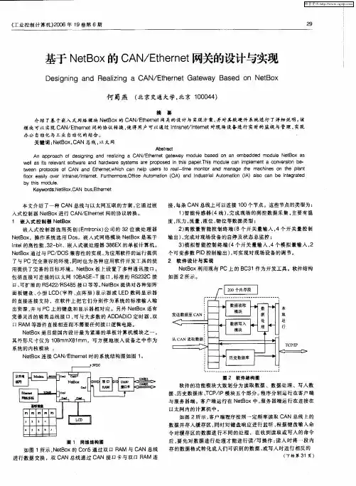 基于NetBox的CAN／Ethernet网关的设计与实现