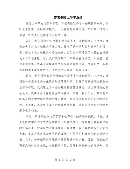 养老保险上半年总结