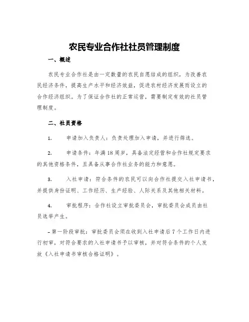 农民专业合作社社员管理制度
