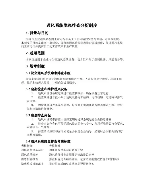 通风系统隐患排查分析制度