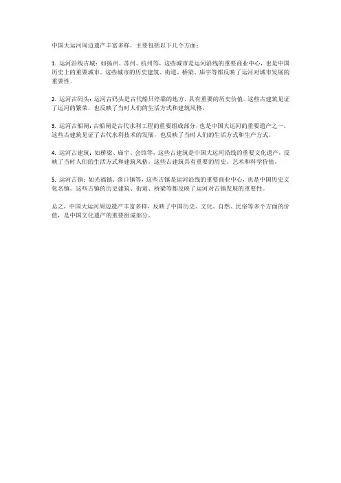 中国大运河周边遗产简介