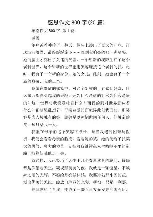 感恩作文800字(20篇)