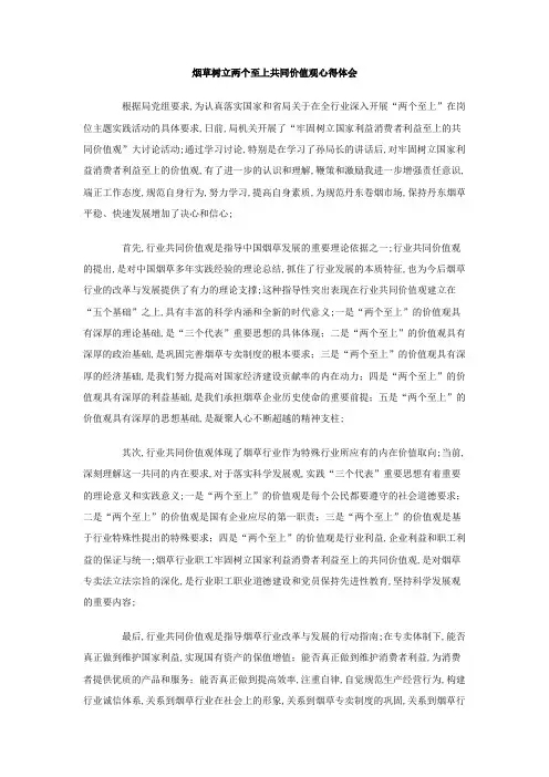 烟草树立两个至上共同价值观心得体会