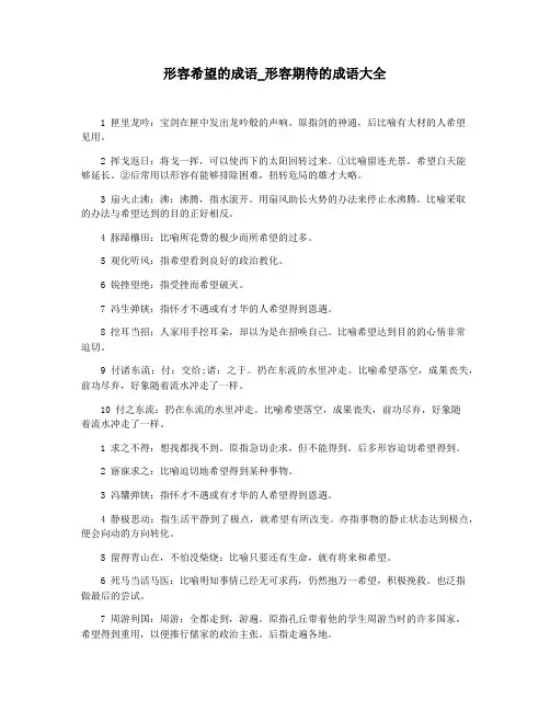 形容希望的成语_形容期待的成语大全