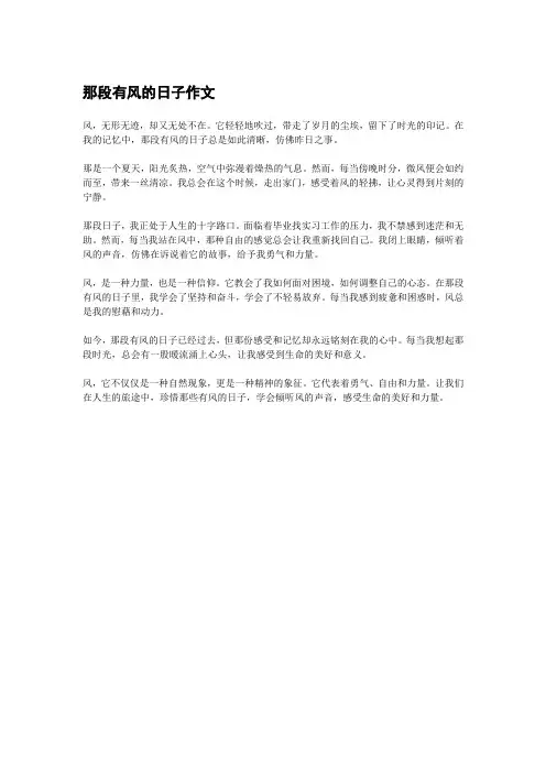 那段有风的日子作文