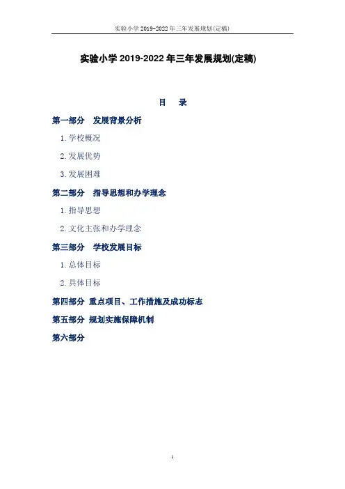实验小学2019-2022年三年发展规划(定稿)