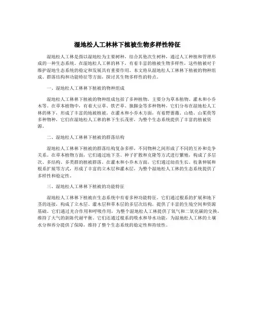 湿地松人工林林下植被生物多样性特征