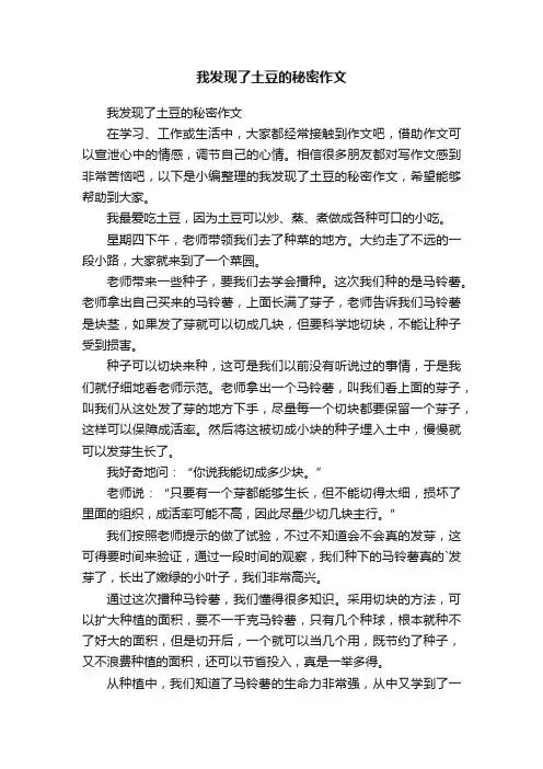 我发现了土豆的秘密作文